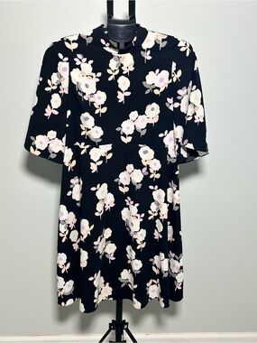 Kate Spade Black Floral Fit & Flare Dress Size 10